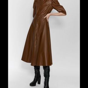 Zara Vegan Leather Brown Dress M NWT